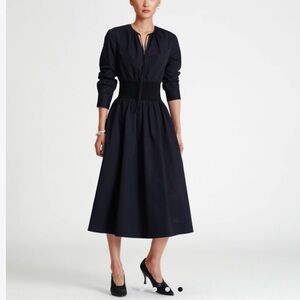 Tory Burch Poplin Knit-waist dress, size 10, color medium navy